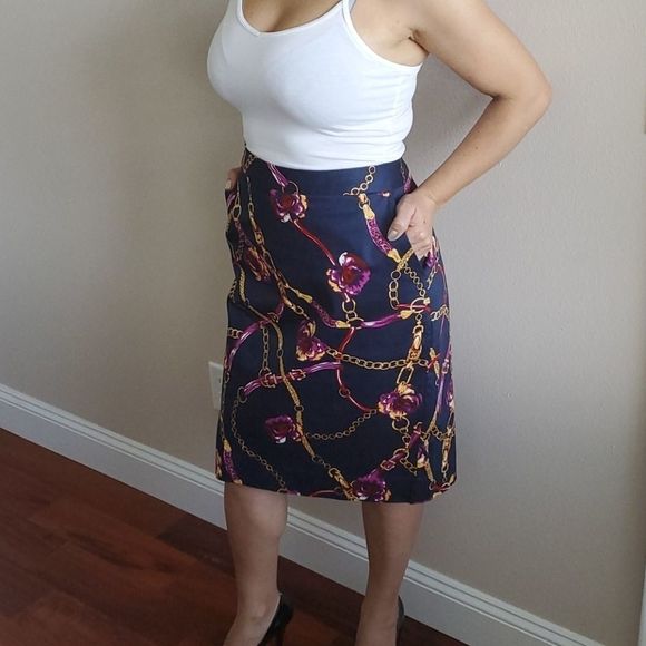 NWOT Charter Club Navy Equestrian Print Skirt - Picture 8 of 8